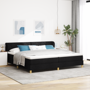 vidaXL Boxspringbed met matras stof zwart 200x200 cm