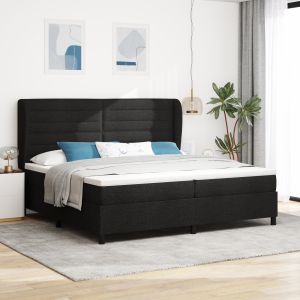 vidaXL Boxspringbed met matras stof zwart 200x200 cm