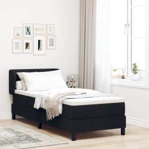 vidaXL Boxspringbed met matras stof zwart 80x200 cm