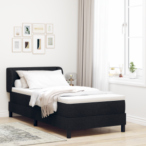 vidaXL Boxspringbed met matras met hoofdeinde Zwart 90 x 190 cm Stof