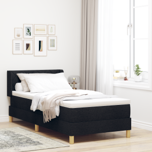 vidaXL Boxspringbed met matras met hoofdeinde Zwart 200 x 90 cm Stof