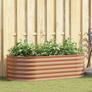 vidaXL Bruin Verhoogd Tuinbed met Houtlook 160x80x44 cm Staal