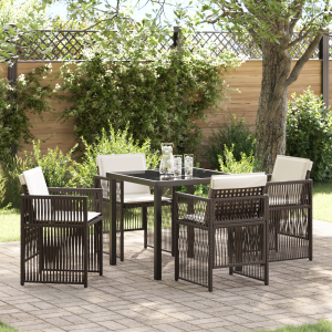 vidaXL Bruine tuin eetset 5 pcs Bruin Staal