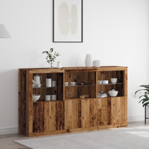 vidaXL Buffetkast met LED Lichten Oud Hout 181.5x37x100 cm Geengineerd Hout