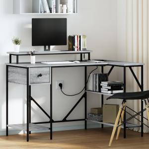 vidaXL Bureau Grijs sonoma 120 x 79 x 86.5 cm Bewerkt hout