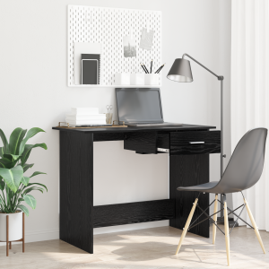 vidaXL Bureau met lade Zwart eiken 100 x 50 x 76 cm Bewerkt hout