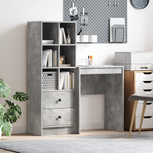 vidaXL Bureau met Opbergruimte Betonnen Grijs Gelaagd Hout