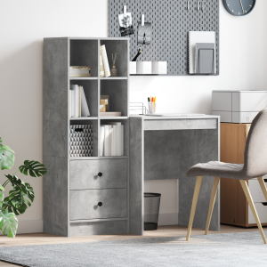 vidaXL Bureau met Opbergruimte Betonnen Grijs Hout
