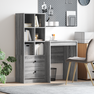 vidaXL Bureau met opbergruimte Grijs Sonoma Engineered Wood
