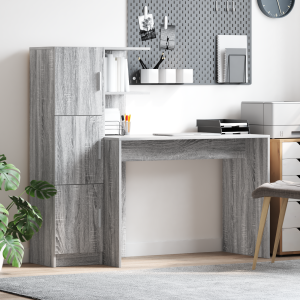 vidaXL Bureau met Opbergruimte Grijs Sonoma Geengineerd Hout