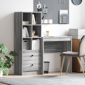 vidaXL Bureau met Opbergruimte Grijs Sonoma Geperst Hout