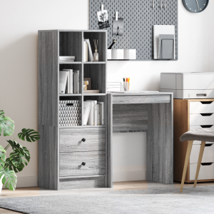vidaXL Bureau met Opbergruimte Grijs Sonoma Hout