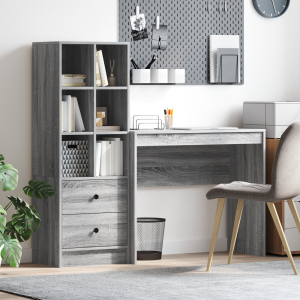 vidaXL Bureau met Opbergruimte Grijs Sonoma Hout