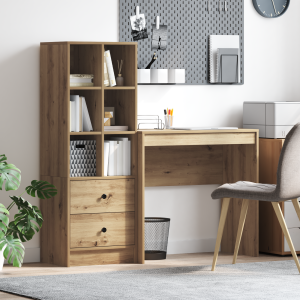 vidaXL Bureau met Opbergruimte in Artisan Eiken Hout