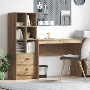 vidaXL Bureau met Opbergruimte in Artisan Eiken