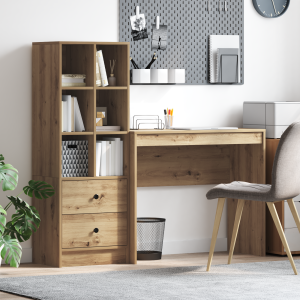 vidaXL Bureau met opbergruimte in artisan eikenhout