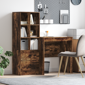 vidaXL Bureau met Opbergruimte in Gerookt Eikenfineer
