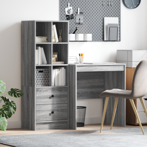 vidaXL Bureau met Opbergruimte in Grijs Sonoma Hout