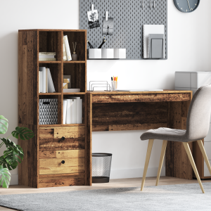 vidaXL Bureau met Opbergruimte in Oud Hout