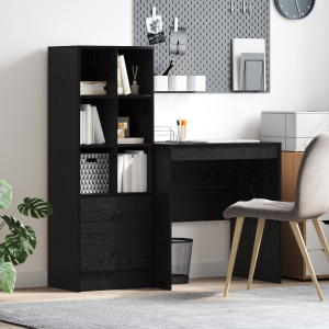 vidaXL Bureau met Opbergruimte in Zwart Eiken Geengineerd Hout