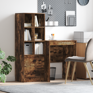 vidaXL Bureau met Opbergruimte Rook Eikenhout