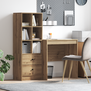 vidaXL Bureau met Opbergruimte van Artisan Eiken Hout
