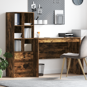 vidaXL Bureau met Opbergruimte van Geolied Eikenhout