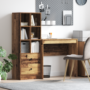 vidaXL Bureau met Opbergruimte van Oud Gelaagd Hout