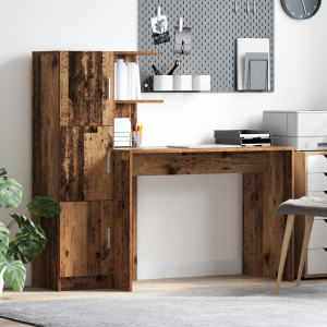 vidaXL Bureau met Opbergruimte van Oud Hout en Gelaagd Hout
