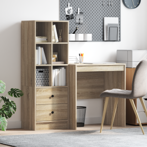 vidaXL Bureau met Opbergruimte van Sonoma Eiken Hout