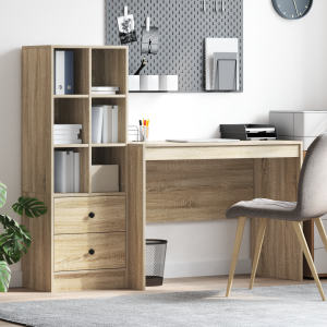 vidaXL Bureau met Opbergruimte van Sonoma Eikenhout