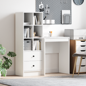 vidaXL Bureau met Opbergruimte - Wit Geengineerd Hout