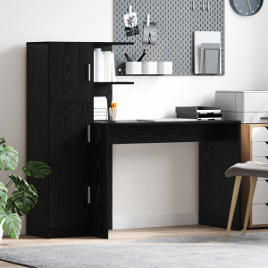 vidaXL Bureau met Opbergruimte Zwart Eiken Geengineerd Hout