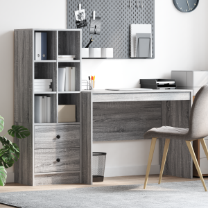 vidaXL Bureau met Opslag Grijs Sonoma Hout