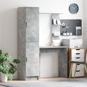 vidaXL Bureau met Opslag in Betongrijs Geengineerd Hout