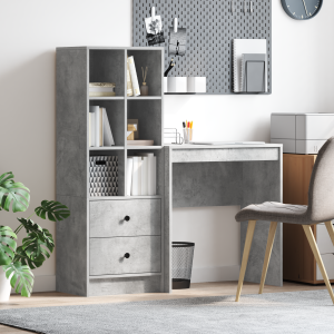 vidaXL Bureau met Opslag in Betonnen Grijs Gelamineerd Hout