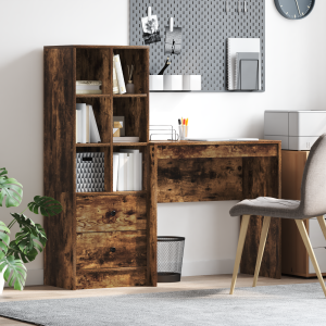 vidaXL Bureau met Opslag in Gerookt Eikenhout