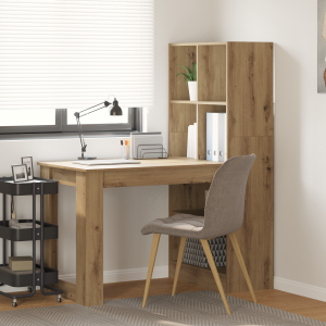 vidaXL Bureau met plank met opslag artisanaal eikenkleurig 122 x 67 x 145 cm