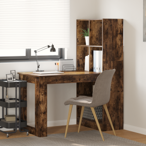 vidaXL Bureau met plank met opslag Gerookt eiken 122 x 67 x 145 cm