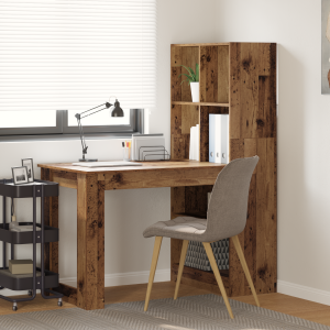 vidaXL Bureau met plank met opslag Oud Hout 122 x 67 x 145 cm