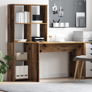 vidaXL Bureau met plank Oud Hout 138,5 x 55 x 143 cm Bewerkt hout