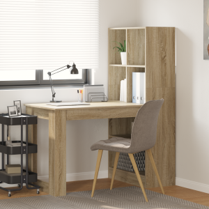 vidaXL Bureau met plank Sonoma Eiken 122 x 67 x 145 cm Bewerkt hout