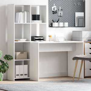 vidaXL Bureau met plank met opslag Wit 138.5 x 55 x 143 cm Bewerkt hout