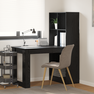 vidaXL Bureau met plank met opslag Zwart eiken 122 x 67 x 145 cm