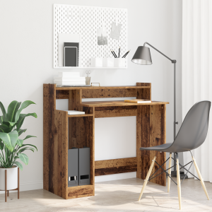 vidaXL Bureau with Desk Lamps met plank met opslag Oud hout 97 x 45 x 90 cm Bewerkt hout