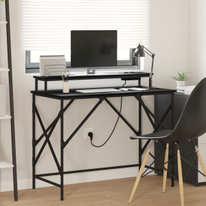 vidaXL Bureau Zwart eiken 100 x 50 x 86.5 cm Bewerkt hout