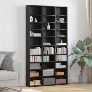 vidaXL CD Kast met plank Zwart Eiken 101 x 23 x 177,5 cm Bewerkt hout