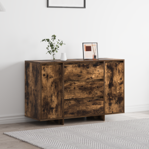 vidaXL Dressoir met lade Gerookt eiken 120 x 41 x 75 cm Bewerkt hout
