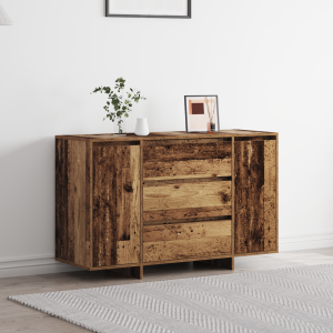 vidaXL Dressoir met lade Oudhout 120 x 41 x 75 cm Bewerkt hout
