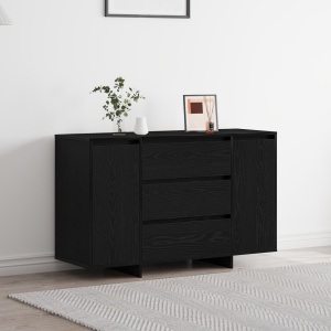 vidaXL Dressoir met lade Zwart Eiken 120 x 41 x 75 cm Bewerkt hout